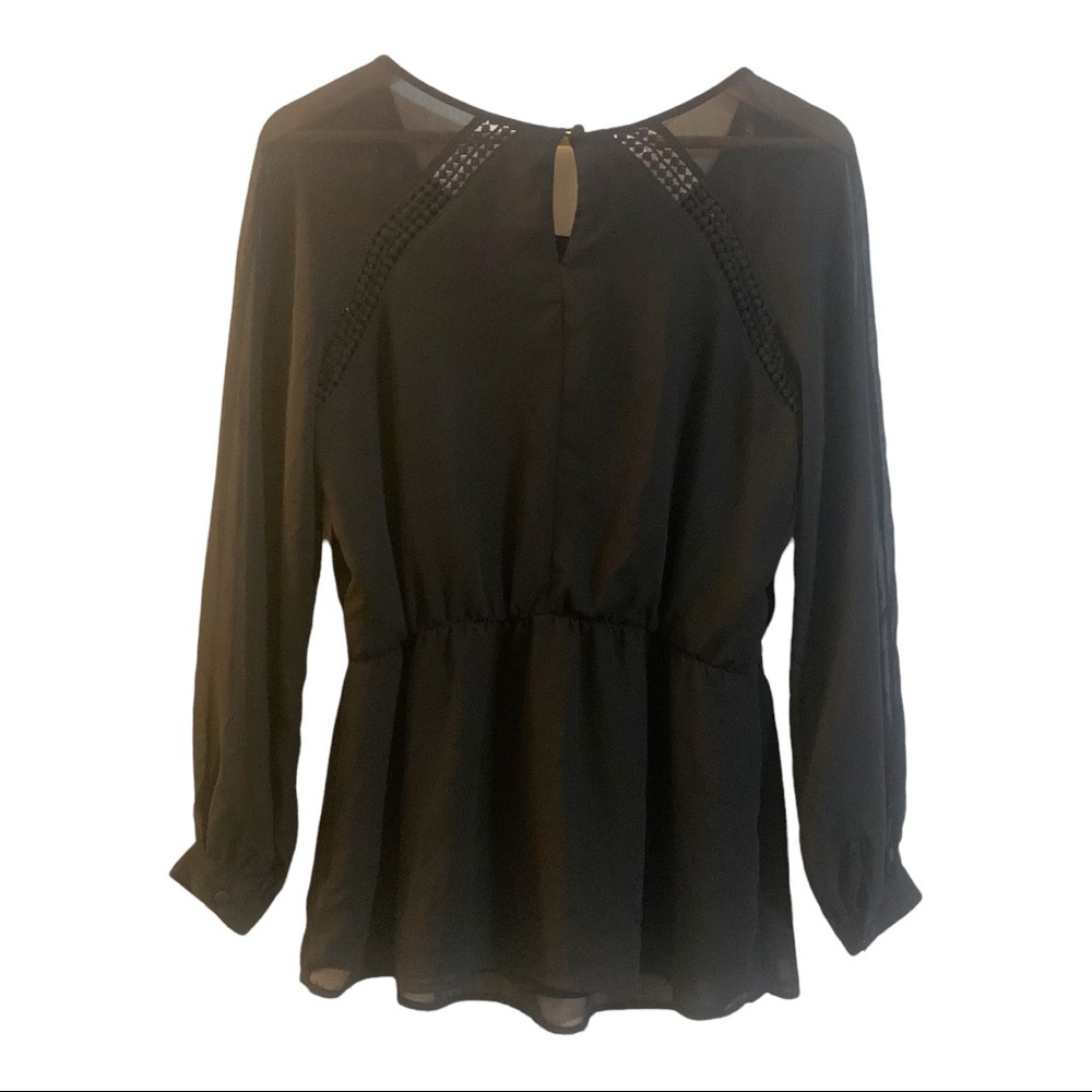 Vintage Bisou Bisou Black Sheer Blouse S